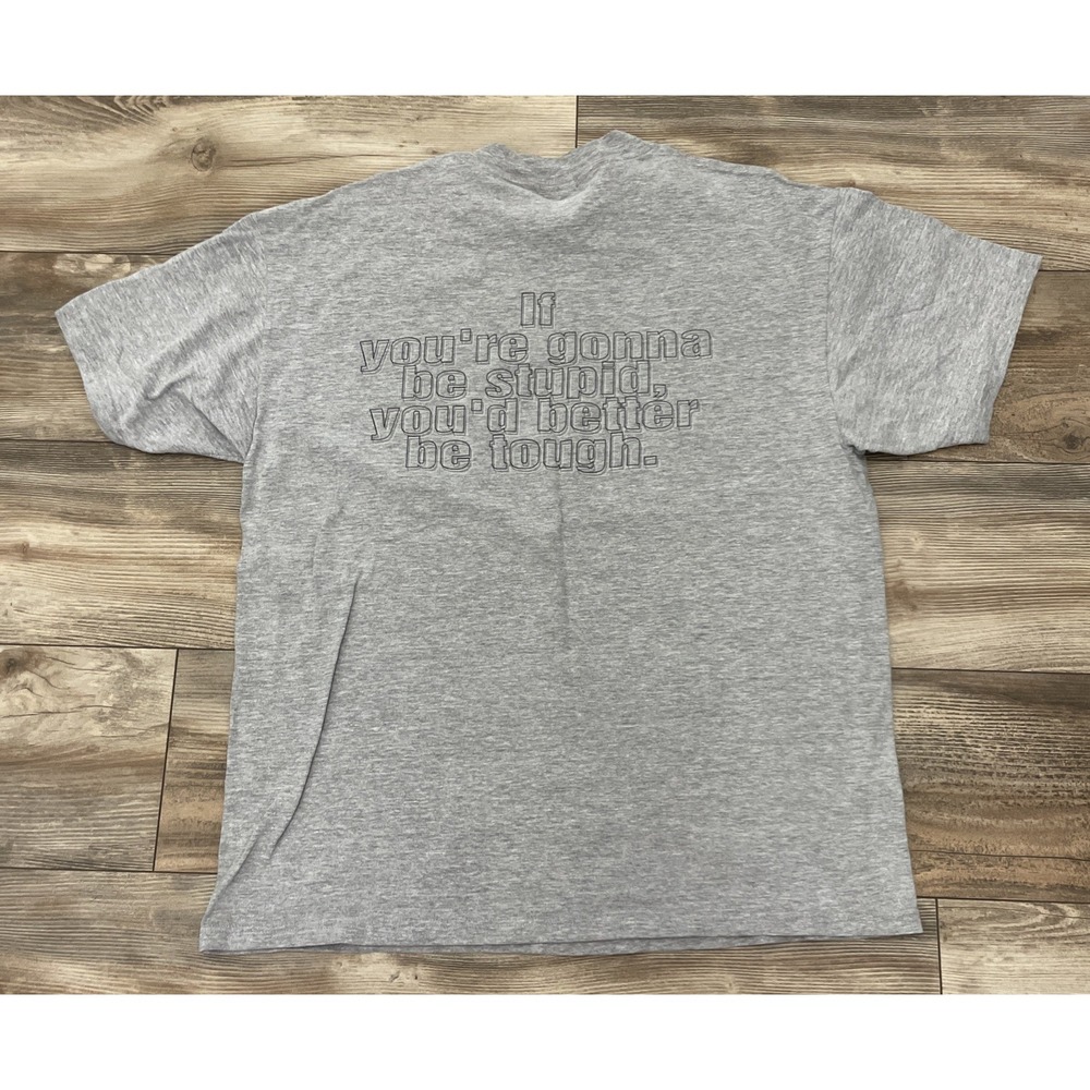 Vintage 90s No Fear Men's Gray If You’re Be Stupid Logo Graphic Tee XL Y2K 2000s